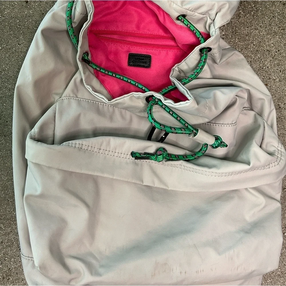 Urban Outfitters Light Gray Backpack with Neon Yellow Accents